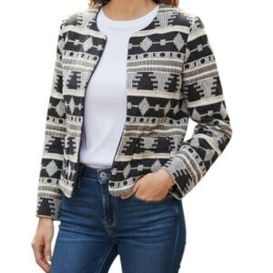 Like Mynded Aztec Open Front Blazer Jacket Size S
